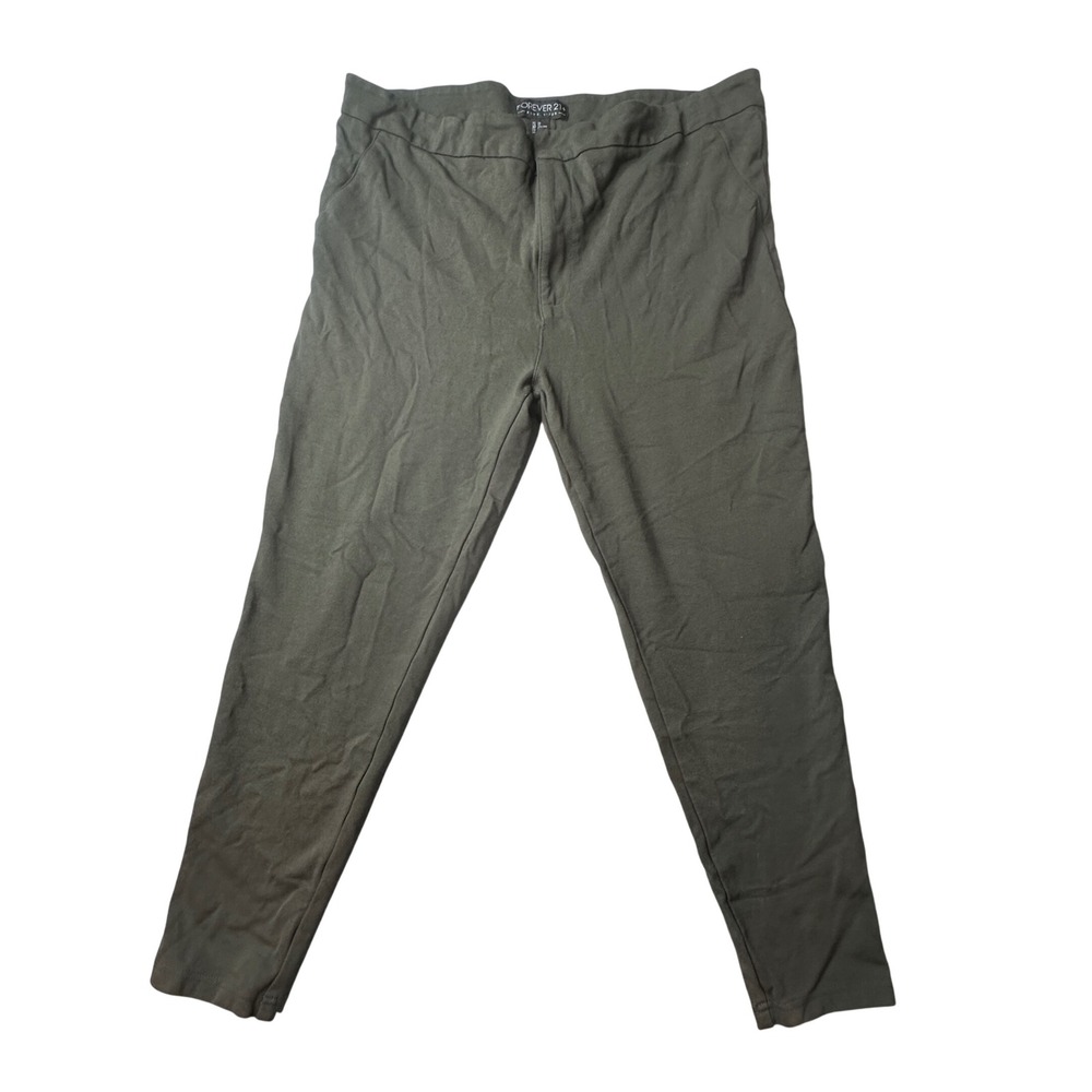 Forever 21 Pants Womens‎ 3X Olive Green Plus Size Ponte Knit Tapered Leg Stretch